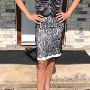 Ann Taylor double layer lace pencil skirt size 6